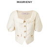 MAXRIENY复古小香风泡泡袖衬衫2025春季新品花纱方领上衣修身显瘦(货号:MS85TP010) 商品缩略图4
