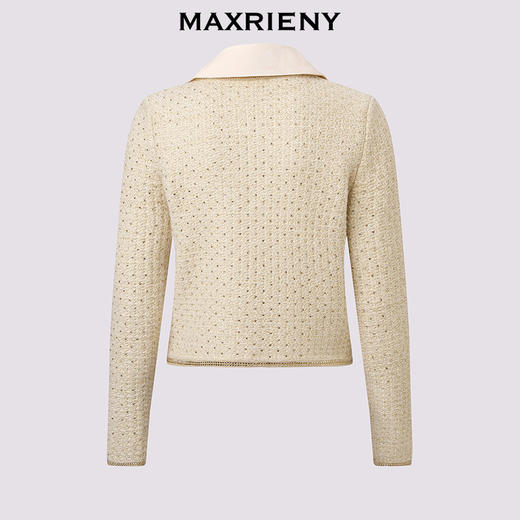 MAXRIENY鎏金小香外套25秋款烫钻花纱羊毛上衣小香风通勤气质穿搭(货号:MF86JA501) 商品图4