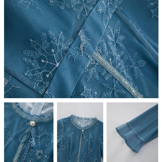 司歌綉花长袖连衣裙收腰春秋A901260X 商品图4