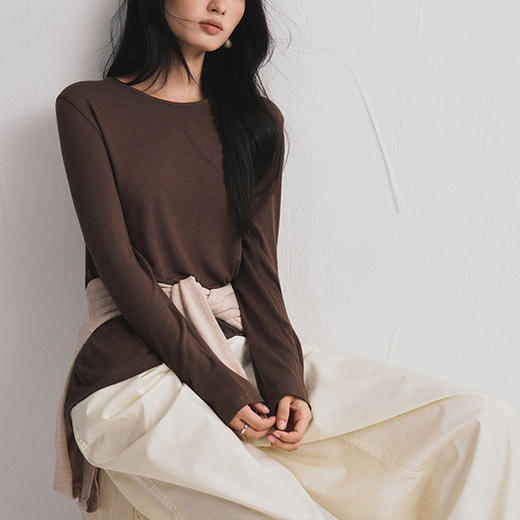 馥迦天丝莫代尔山羊绒圆领打底衫 商品图3