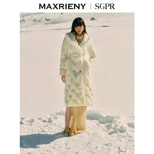 【商场同款】MAXRIENY精致贵雅毛边羽绒服大翻领保暖外套24冬新款(货号:MS85DC506) 商品图0