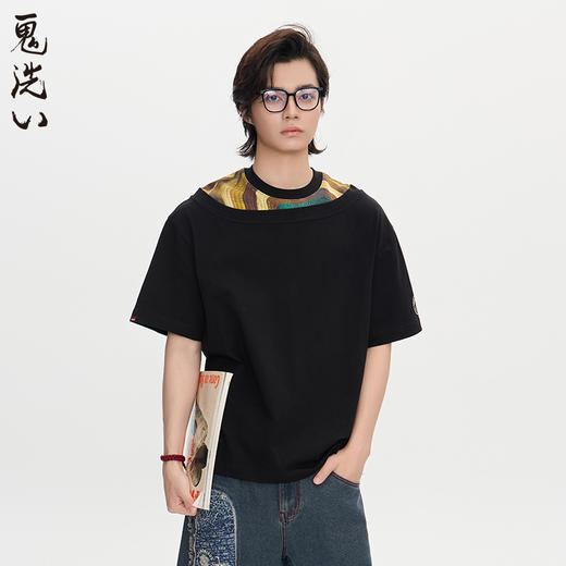 ONIARAI/鬼洗25秋季仿石器时代部落风格双罗纹领宽松T恤 A840020 商品图0