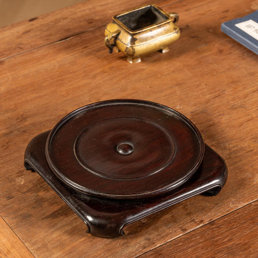 清	红木整挖天圆地方器座 商品图3