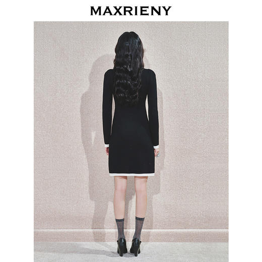 MAXRIENY千金名媛风连衣裙24冬新款精致法式小香风针织裙子收腰(货号:MS85DR766) 商品图3
