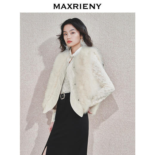 MAXRIENY2024秋冬女士气质小香风马夹百搭时尚毛绒无袖上衣(货号:MS85FU754) 商品图2