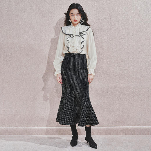 MAXRIENY法式复古感鱼尾半裙2024秋冬半身裙 商品图1