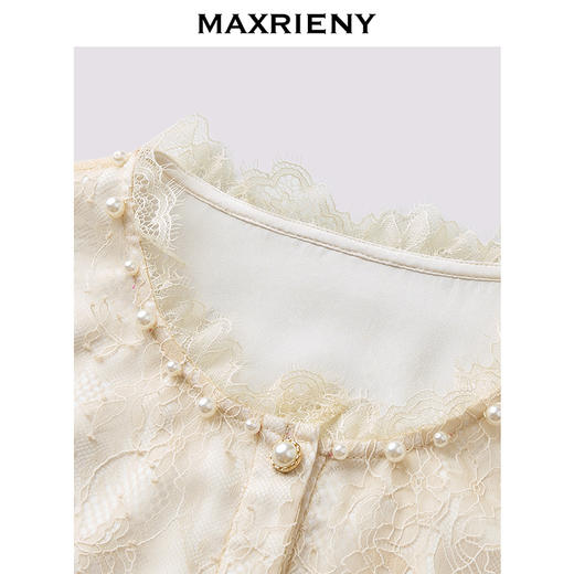 MAXRIENY宫廷复古风穿搭蕾丝雪纺衫25秋款华丽轻奢灯笼袖上衣女(货号:MF86TP504) 商品图1