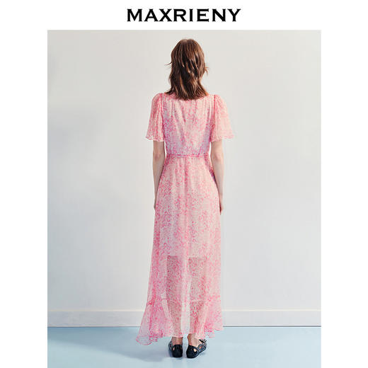 MAXRIENY优雅度假风连衣裙25夏款浪漫风桑蚕丝连衣裙真丝长裙(货号:MF86DR010) 商品图3