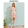 MAXRIENY【商场同款】2025秋季新品优雅度假风波浪边绑带A字雪纺裙(货号:MF86DR261) 商品缩略图1