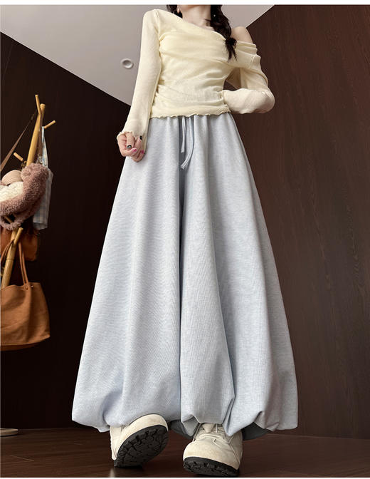 【YW】无忧购  温柔风糯米花苞裤裙女秋季高腰针织休闲灯笼裤裙H-1930（截单后3-5天发货） 商品图9