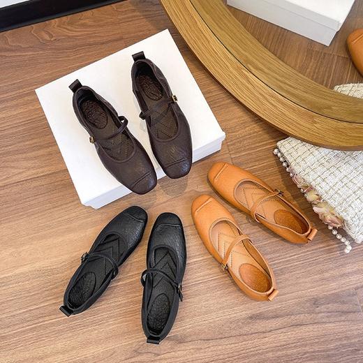 复古小羊皮（内衬含有羊皮）平底鞋--一字带平底鞋 商品图4