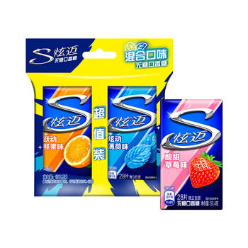 炫迈无糖口香糖 薄荷鲜果草莓味 28片50.4g*3盒 糖果零食 清新口气 /休闲食品 /糖果 /口香糖 商品图5