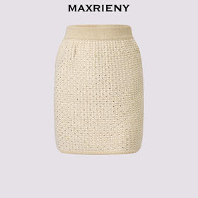 MAXRIENY鎏金小香半裙25秋款烫钻花纱包臀裙小香风气质羊毛短裙(货号:MF86SK501)