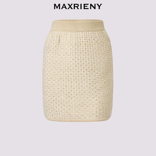 MAXRIENY鎏金小香半裙25秋款烫钻花纱包臀裙小香风气质羊毛短裙(货号:MF86SK501) 商品图0