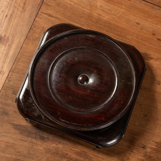 清	红木整挖天圆地方器座 商品图2