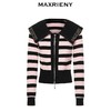 【商场同款】MAXRIENY条纹彼得大翻领针织拉链开衫秋冬修身上衣女(货号:MC88JA590) 商品缩略图4