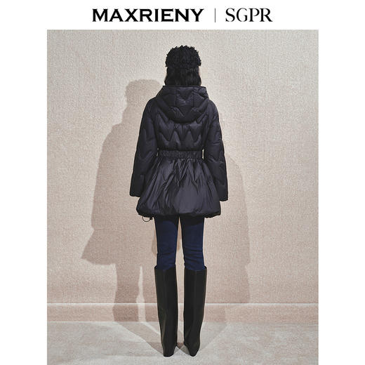 【商场同款】MAXRIENY钉珠织带收腰羽绒服24冬新款保暖外套中长款(货号:MS85DC752) 商品图3