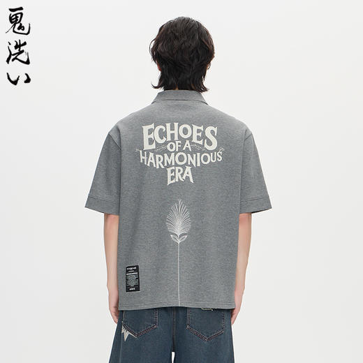 ONIARAI/鬼洗25秋季黑标幻想植物拼接前袋休闲马球衫男 A840021 商品图1