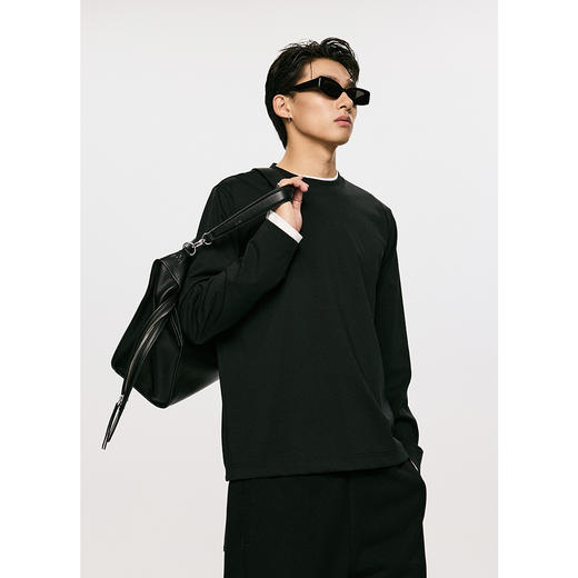 COTTON LAB【丝滑之旅】质感丝滑简约设计圆领长袖基础T 商品图1