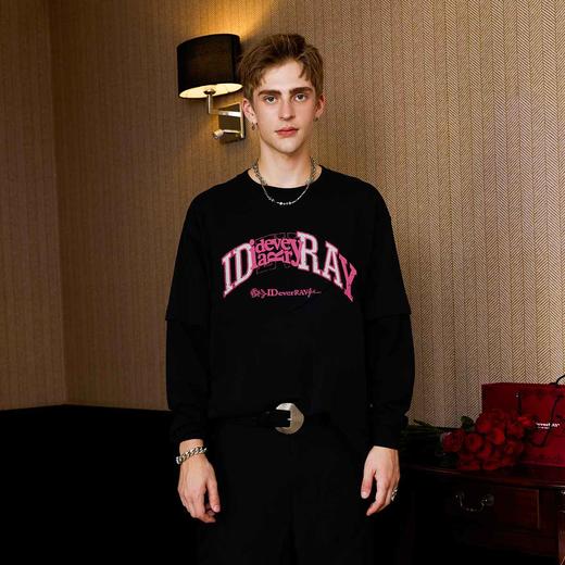 IDEVERRAY圆领秋季T恤长袖早秋新品印花字母潮薄款男女同款卫衣 商品图3