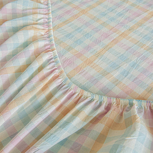 【品牌直发】加倍生活 全棉水洗棉格子系列单床笠/三件套 新疆棉床笠 商品图6