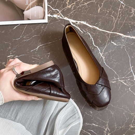 复古小羊皮（内衬含有羊皮）平底鞋--浅口平底一脚蹬 商品图4