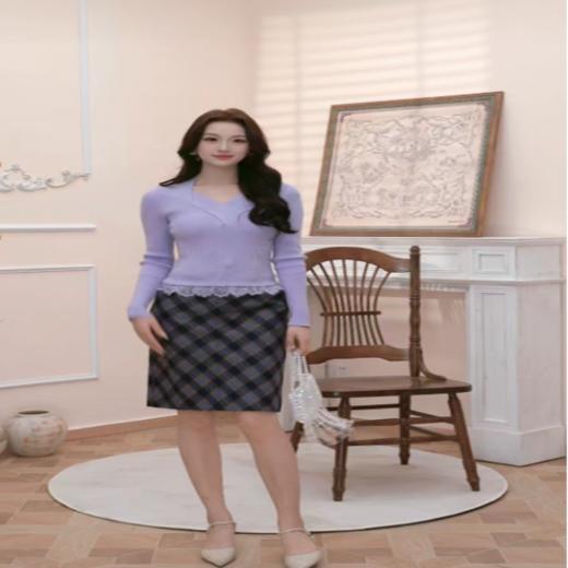 MAXRIENY秋季上新复古修身格纹显瘦半身裙(货号:MS85SK066Z80) 商品图2