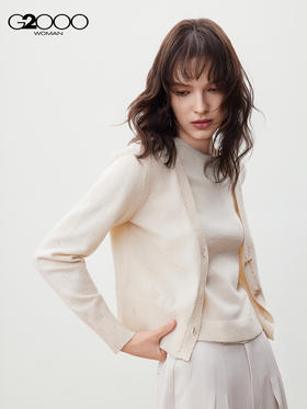 G2000【时尚闪片/商场新款】女FW25柔软舒适花型纽扣长袖针织外套56278321