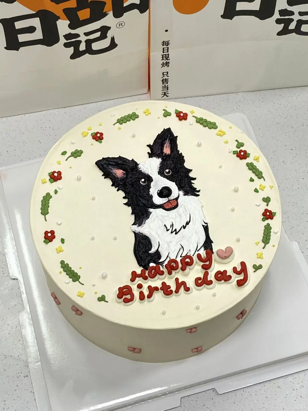 谁家的边牧~在我们手上呐~卡通手绘小动物蛋糕-低糖处理无添加