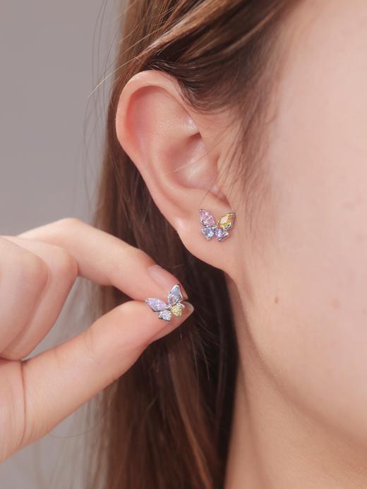 卡蒂罗KADER 彩虹蝴蝶耳钉 小众轻奢灵动精致原创养耳洞#好运 925银 耳钉 女款 商品图5