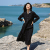 绽放旅行女装463朵/亚麻宽松V领气质文艺开襟长袖连衣裙女秋新款 商品缩略图0