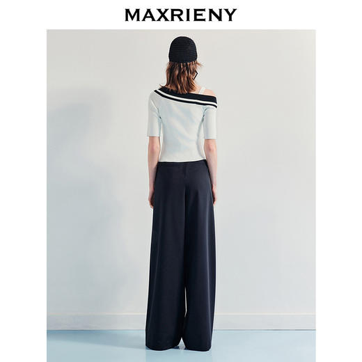 【商场同款】MAXRIENY2025春夏精工打褶休闲阔腿裤(货号:MF86TR001) 商品图3