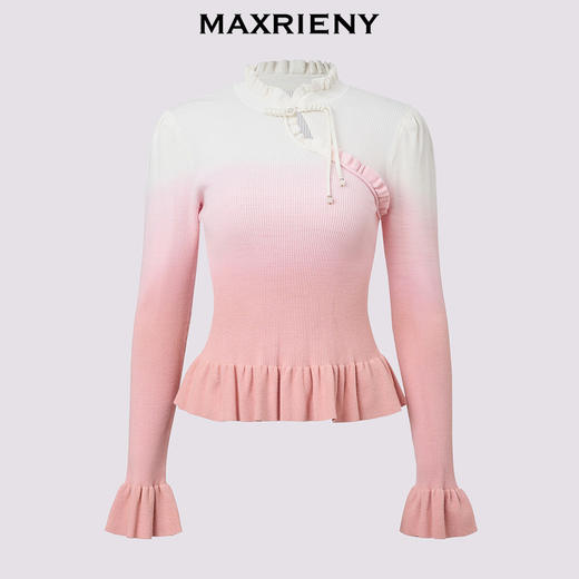 MAXRIENY秋冬中国风显瘦毛针织衫修身气质打底衫长袖中式(货号:MS85SW518) 商品图4