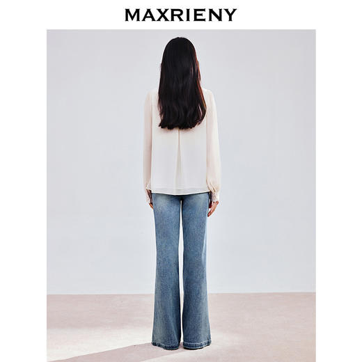 MAXRIENY浅春系穿搭衬衫2025秋季新款蕾丝花边拼接衬衣气质女装(货号:MS85TP768) 商品图3