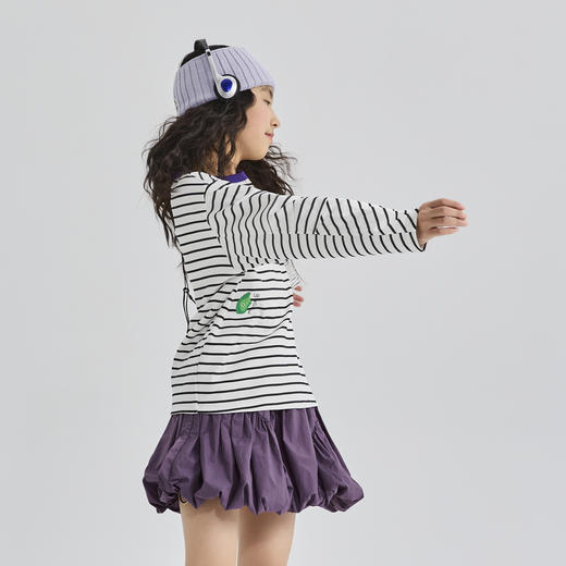 【代发】绿标丝柔纺条纹T儿童秋季长袖条纹上衣SUNNYWHITEGreen气泡绿/留点白 商品图1