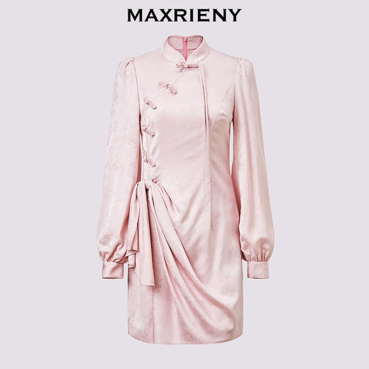 【贵雅日常-商场同款】MAXRIENY中式温柔不对称抽褶提花连衣裙(货号:MC85DR533) 商品图4