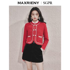 MAXRIENY精致浪漫外套女2025秋冬新款千金名媛小香风上衣短款外套(货号:MS85JA515)