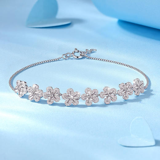 卡蒂罗KADER 花园派对手链 小清新繁花浪漫镶嵌满锆五瓣花甜美气质心动女友闪耀银河可调节拼接链 商品图2