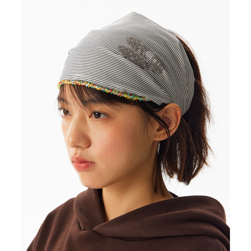 CryingCenter 贝壳彩珠花边条纹头巾发带百搭 哭喊中心