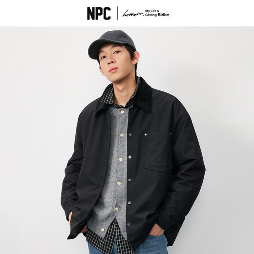 NPC潮牌拼接灯芯绒领口羽绒夹克男教练夹克短裤秋冬鸭绒NP57DJ62 商品图0