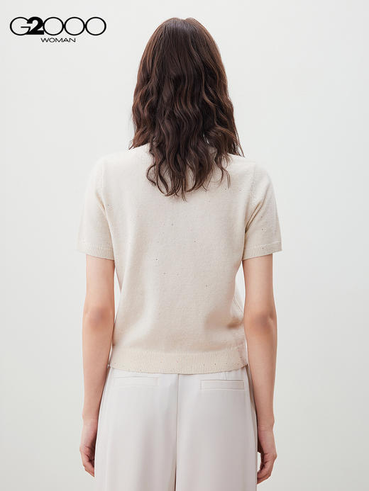 G2000【闪片装饰/商场新款】女装FW25柔软舒适百搭短袖针织衫56278001 商品图1
