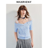 MAXRIENYMAXRIENY25年夏季新款海盐蓝曲珠针织衫伪一字肩上衣显白(货号:MF86SW003) 商品缩略图0