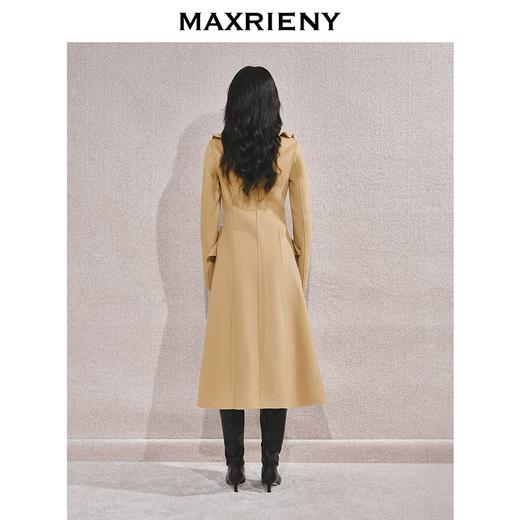 MAXRIENY纯色英伦风中长款毛呢外套女24秋新款羊毛大衣精致高级感(货号:MS85CT757) 商品图3
