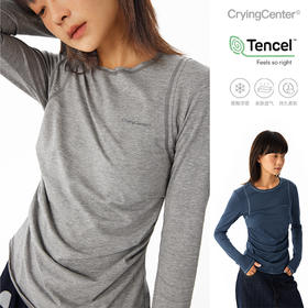 CryingCenter假两件凉感天丝莫代尔亲肤透气休闲收腰紧身长袖tee