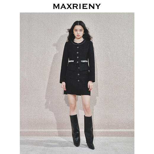 MAXRIENY2024冬时尚外套小香风粗花呢外套女秋冬气质修身女装(货号:MS85JA765) 商品图1