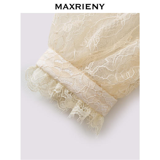 MAXRIENY宫廷复古风穿搭蕾丝雪纺衫25秋款华丽轻奢灯笼袖上衣女(货号:MF86TP504) 商品图3