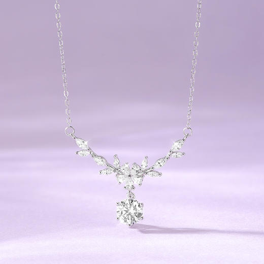 卡蒂罗KADER 紫藤花开项链 精致轻奢大气甜美爆闪水滴设计锁骨链 925银镶嵌闪锆简约百搭闪耀银河表白告白女生 毕业季 商品图2
