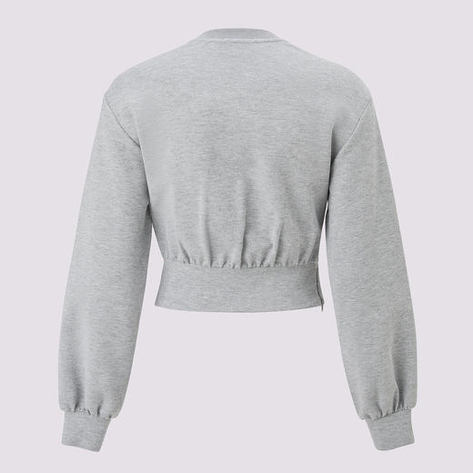 MAXRIENY2025秋冬新款灰色设计感堆褶钉珠修身显瘦卫衣短款上衣 商品图4