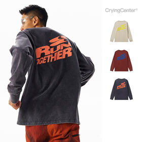 CryingCenter 阳光晒褪质感 Run Together一起跑步长袖上衣