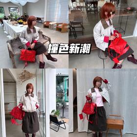 新品上身 | 红白撞色夹克🔴⚪️搭配双腰头半身裙，轻松打造层次感！